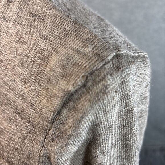 Cynthia Rowley Sweater M 100% Linen Cardigan Beige Heathered Capsule Minimalist - Picture 3 of 12